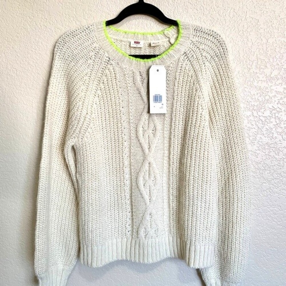 Levi's cream sweater alpaca blend Ava Cable Cream Long  sleeve sweater size M